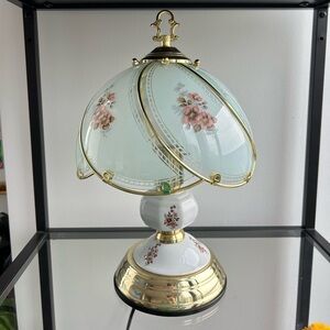 Vintage Floral Glass Touch Lamp in Tiffany Style - 1980s